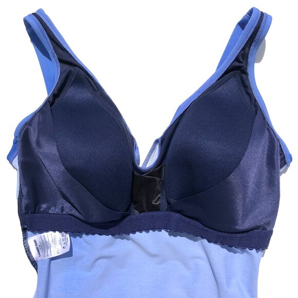 LANDS' END Swimsuit women 12DD SlenderSuit Tummy Control Wrap V-Neck blue ombre - Picture 8 of 16